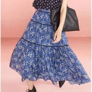 Excellent Condition Ulla Johnson Cambrie midi skirt with ditsy print size 4